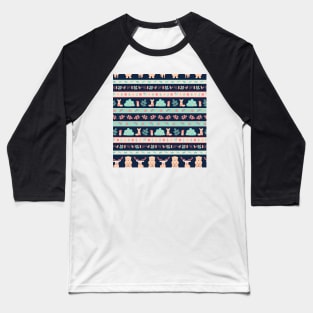 Forest Animals and Plants Horizontal Pattern Baseball T-Shirt